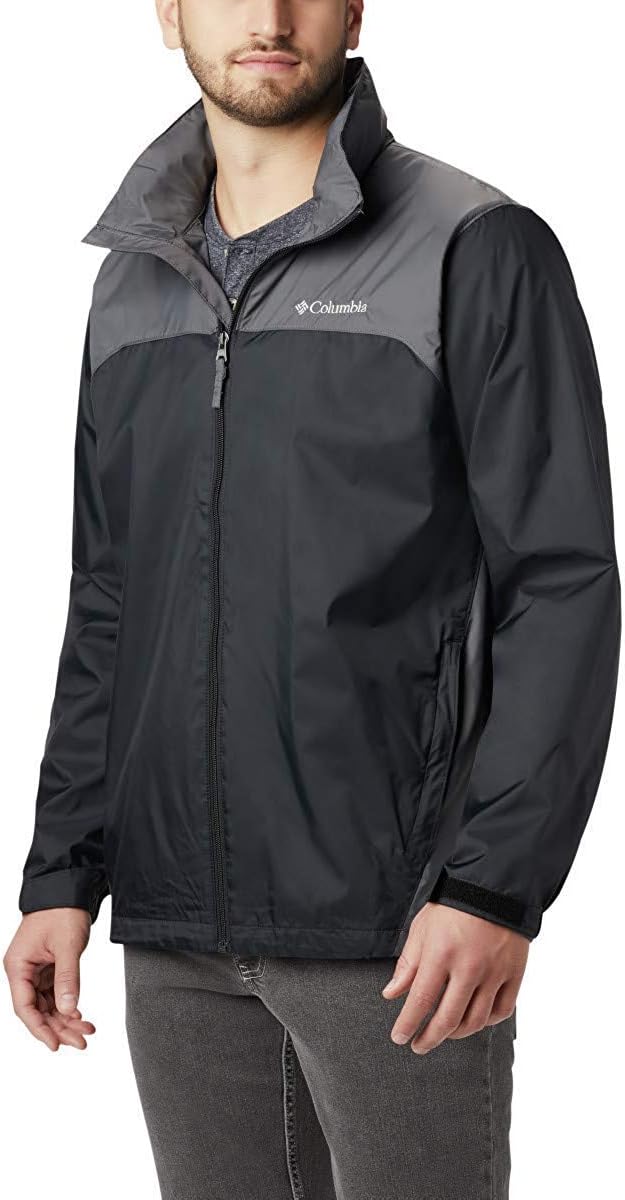 Columbia Men's Big and Tall Glennaker Lake Front-Zip Rain Jacket, X-Large, Black/Grill