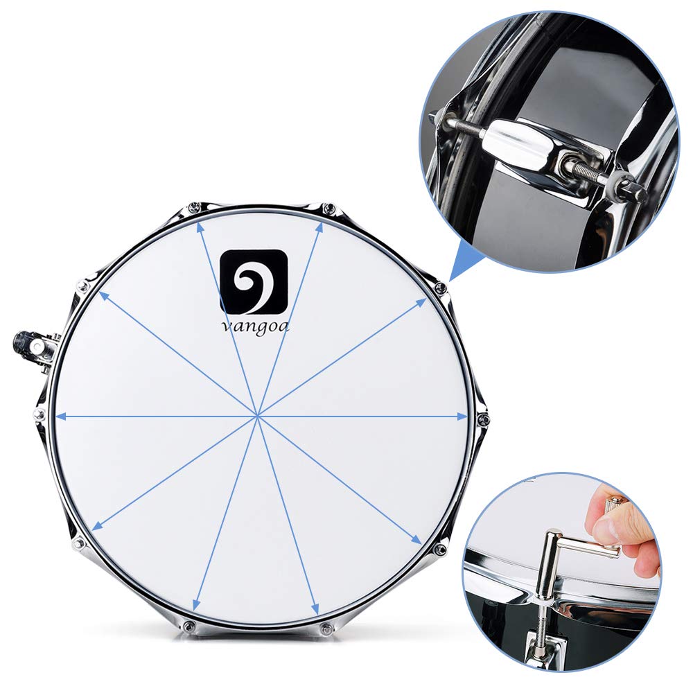 Buy Vangoa 14 Inch Snare Drum Set with Snare Stand, 10 Tuning Lugs