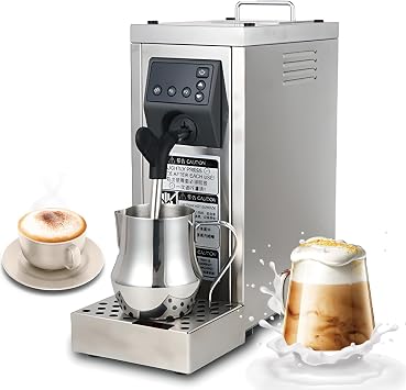 1450W 800ML Milk Steamer Milk Frother Electric Milk Foam Maker Milk Warmer with 500ML Milk Jug, Memory/Automatic Cleaning Function, Stainless Steel Milk Frothers for Cafe, Bar, Milk Tea Shop