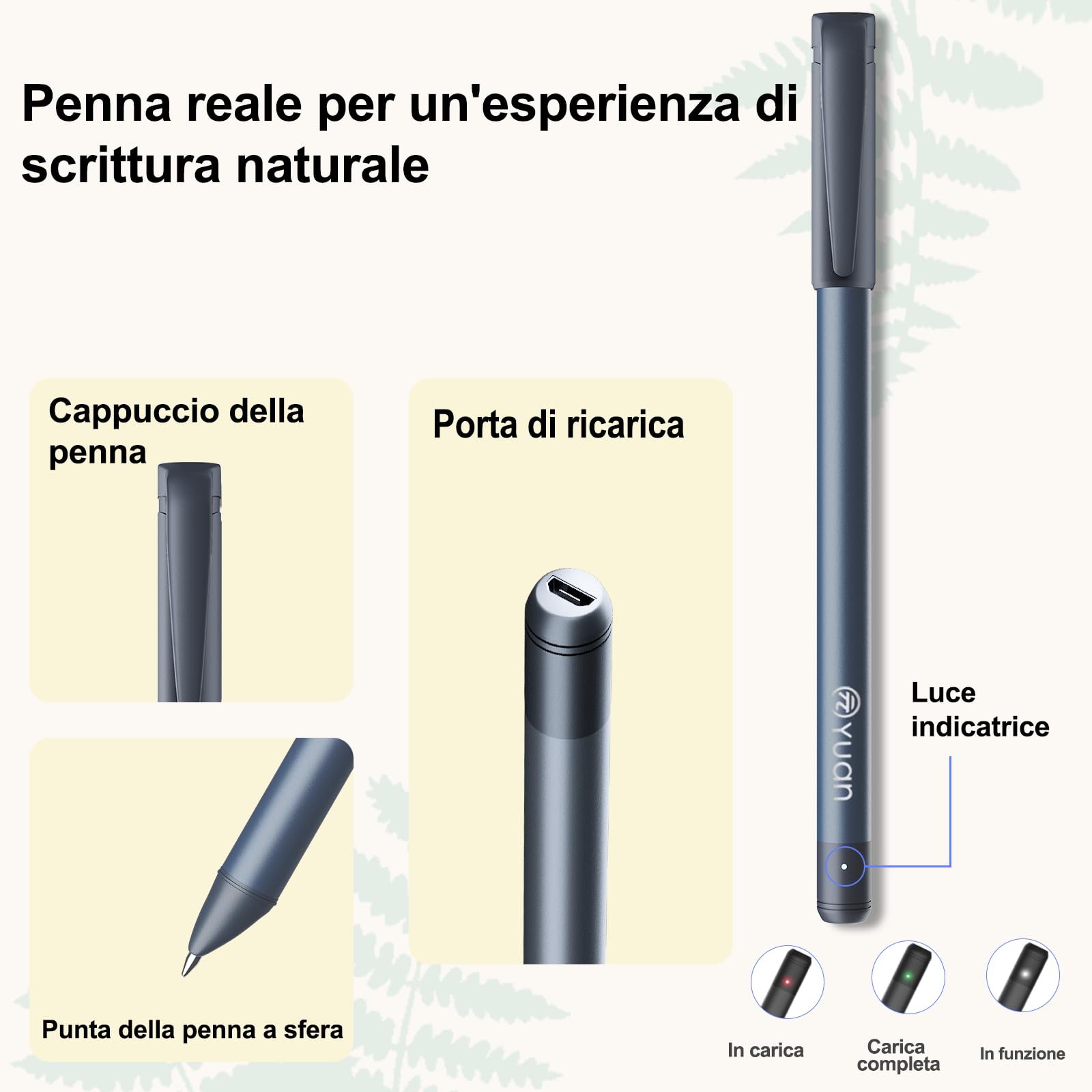 Yuan Smart Writing Set, Smart Notebook con Smart Pen, Taccuino Smart, blu marino, Taccuino Digitale Intelligente da 187 pagine - scrittura su carta reale con elaborazione digitale