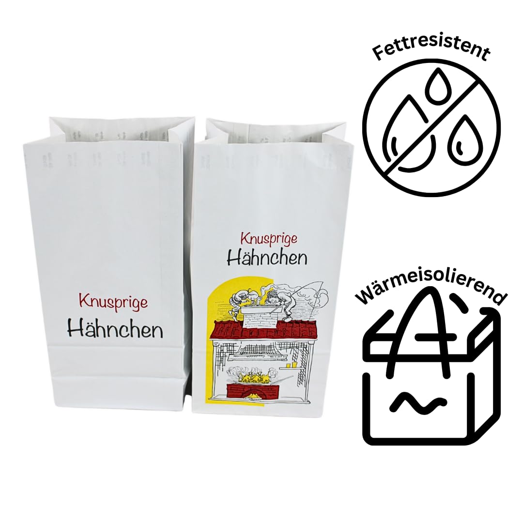 500 Warmhaltebeutel Broiler Hähnchenbeutel Hähnchentüte 2-lagig Für 1/1
