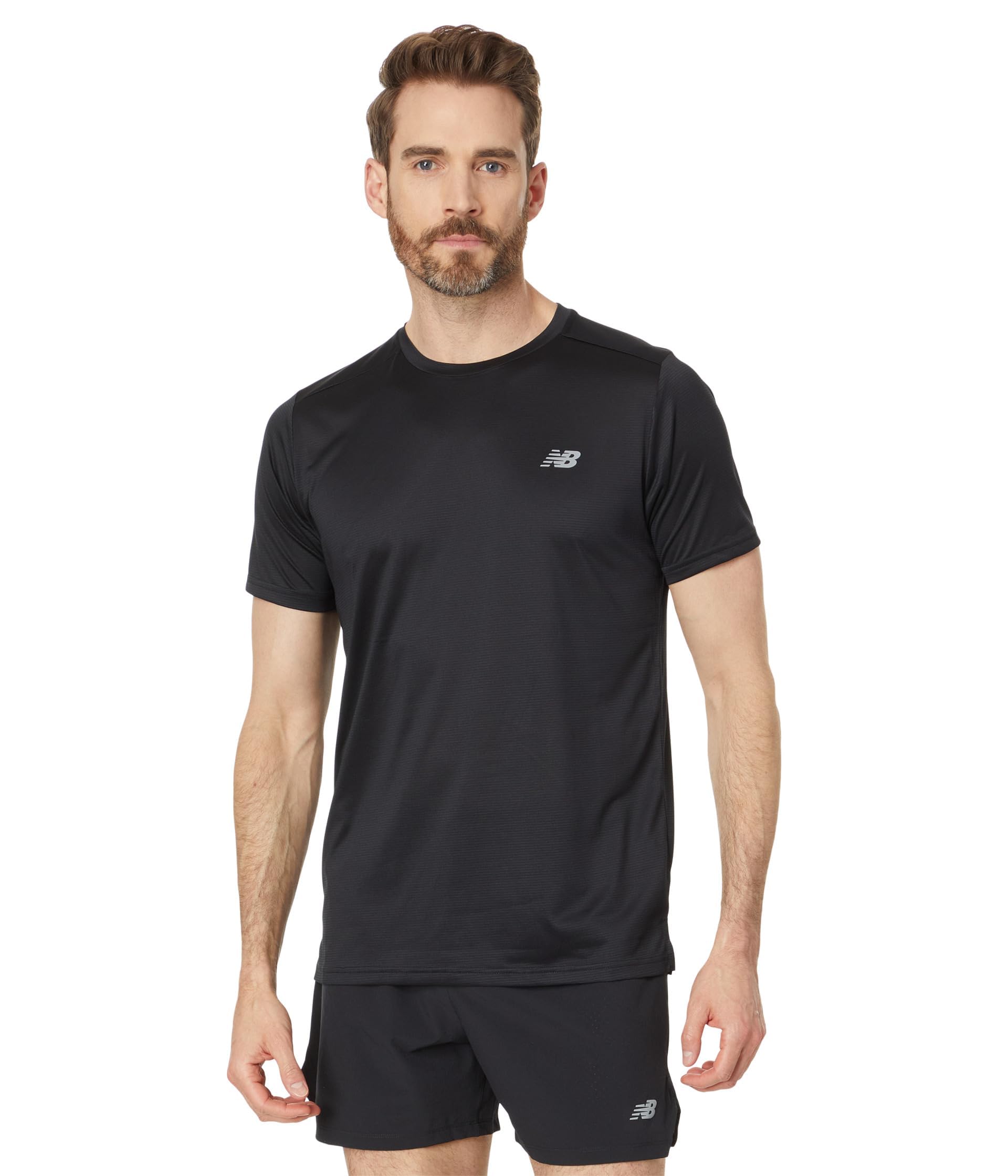 New Balance Men's Black Short-Sleeve Performance Gym Top in Size L, Sports Direct