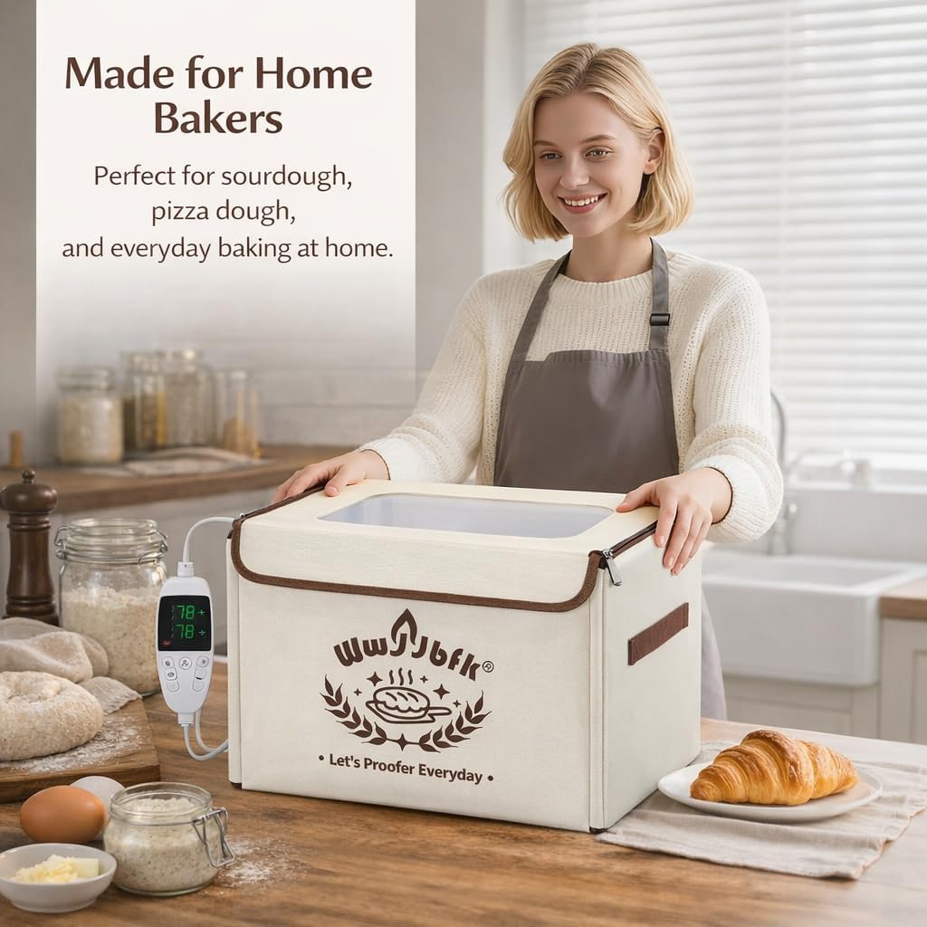 Wwyybfk Bread Proofing Box with Temperature Control, Foldable Dough Fermentation Box for Sourdough, Pizza Dough & Home Baking, Keeps Dough Warm in Cold Kitchens