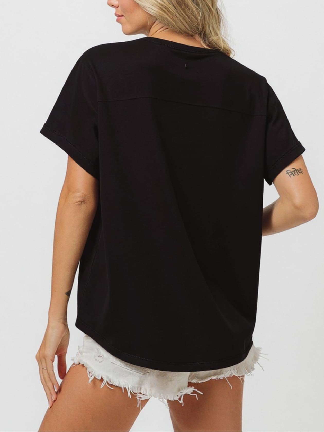 Maglietta da donna con paillettes luccicanti da baseball, maglietta a girocollo oversize a maniche corte lavate