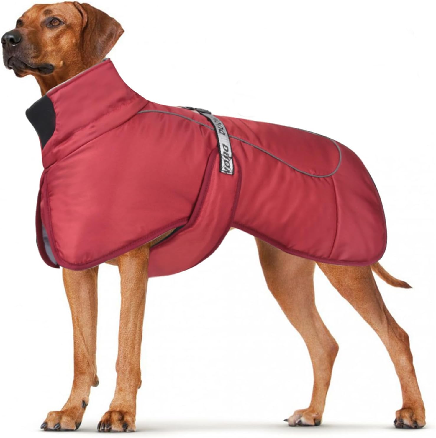 Dog Winter Coat, Waterproof Warm Jacket with Harness Built in, Reflective Cold Weather Doggie Vest, Windproof Turtleneck Pet Snowsuit, Adjustable Puffer Jacket for Large Dogs, Red 4XL