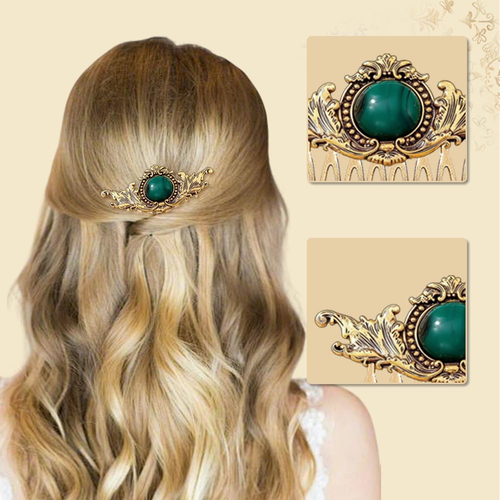 6 Pack Vintage Hair Side Combs For Women Gem Decorative Hair Combs, INLAZTIM Retro Gold Metal Hair Comb Clips With Teeth Grip For Wedding Hair Accessories - Image 4