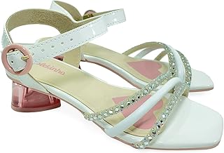 Sandália Infantil Molekinha Strass Salto Coração - Branco