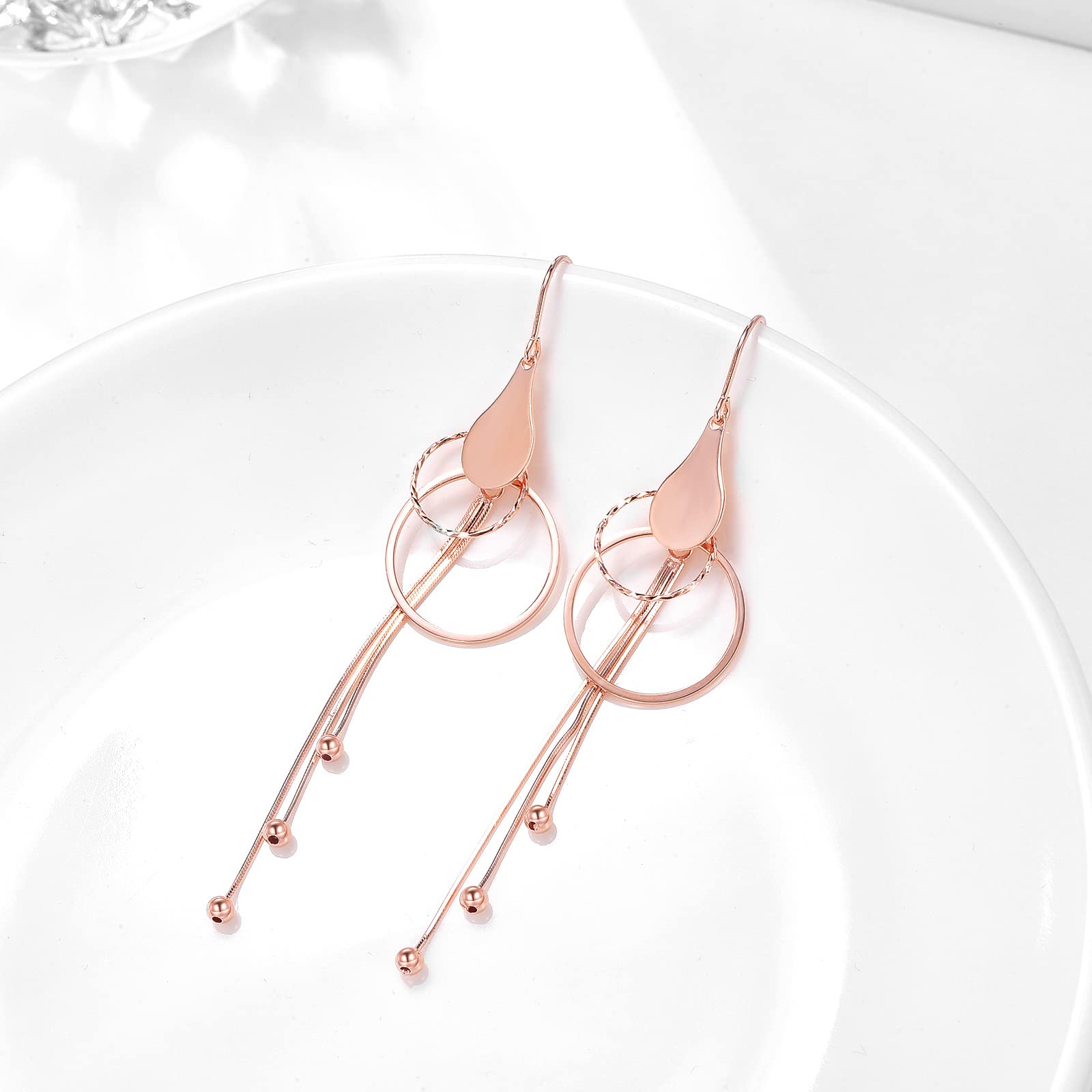 VONALA Hängend Ohrringe 925 Sterling Silber Blume/Perlen/Schmetterling Durchzieher Ohrringe Tropfen Baumeln Ohrringe für Damen Geburtstag Geschenk