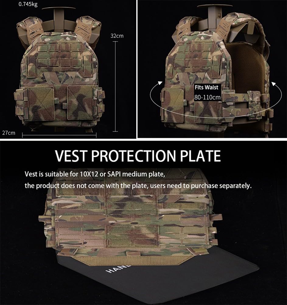 Chaleco Táctico Militar Al Aire Libre Tactical, Chaleco De Combate De Camuflaje Ajustable Asalto Entrenamiento Combate Protector Adultos Juego Campo CS Al Aire Libre