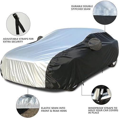 Miniatura 3 de Coverado Funda de automóvil impermeable para todo tipo de clima para automóviles, cubierta completa 210D para exteriores, protección contra rayos