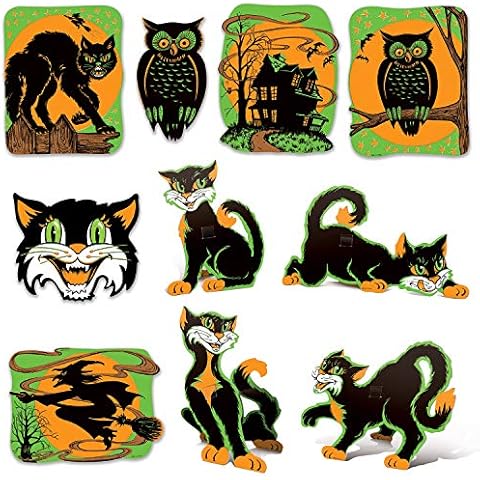 Beistle Vintage Halloween Fluorescent Cutouts 20 Piece, 8.5" - 13.75", Multicolor Cover