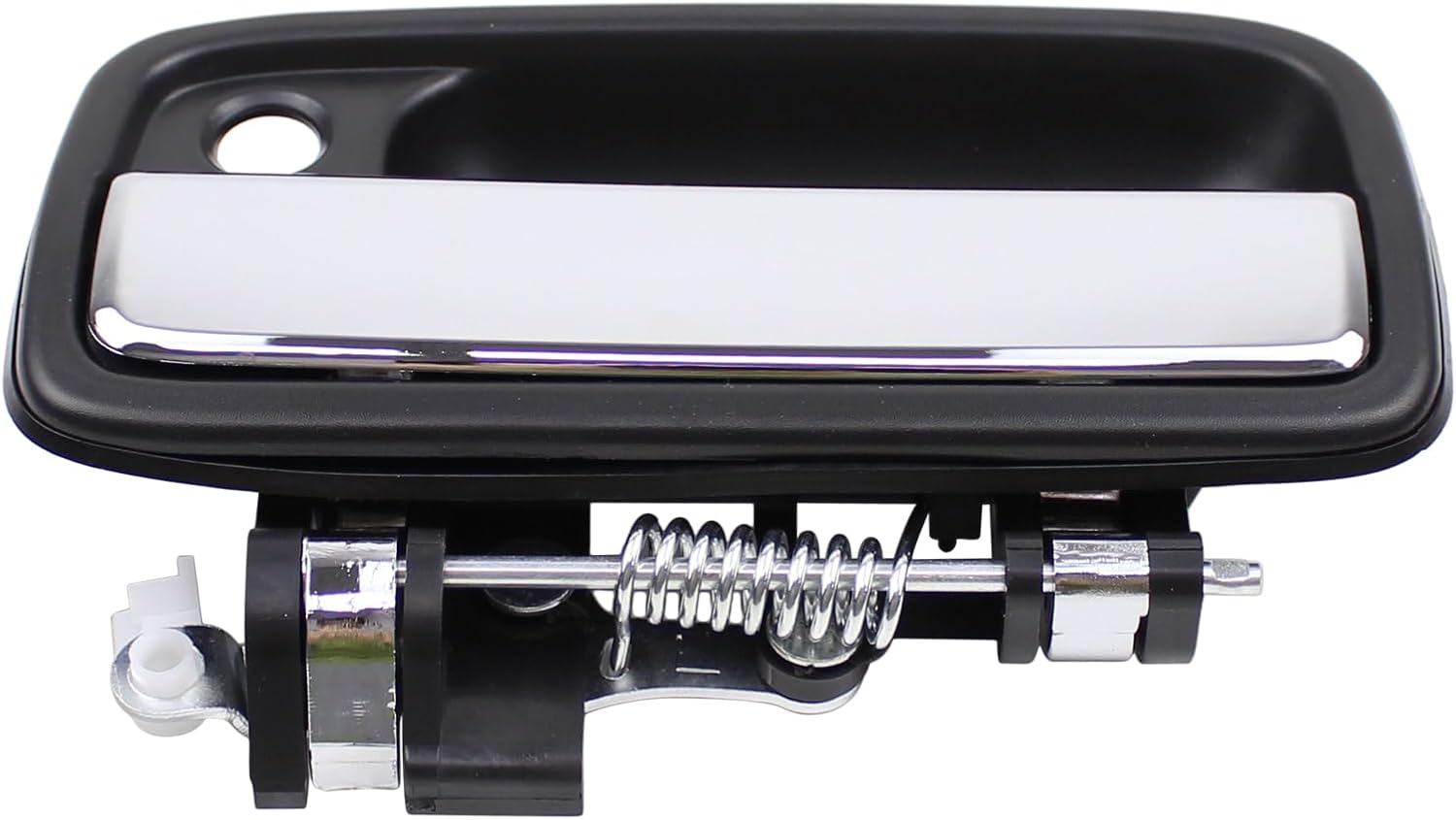 MOTOKU Pair Front Exterior Door Handle and Door Lock Cylinder with Ignition Switch Key Set for Toyota Tacoma 1995-2004 Outer Left Driver and Right Passenger Side with Strip Chrome Trim
