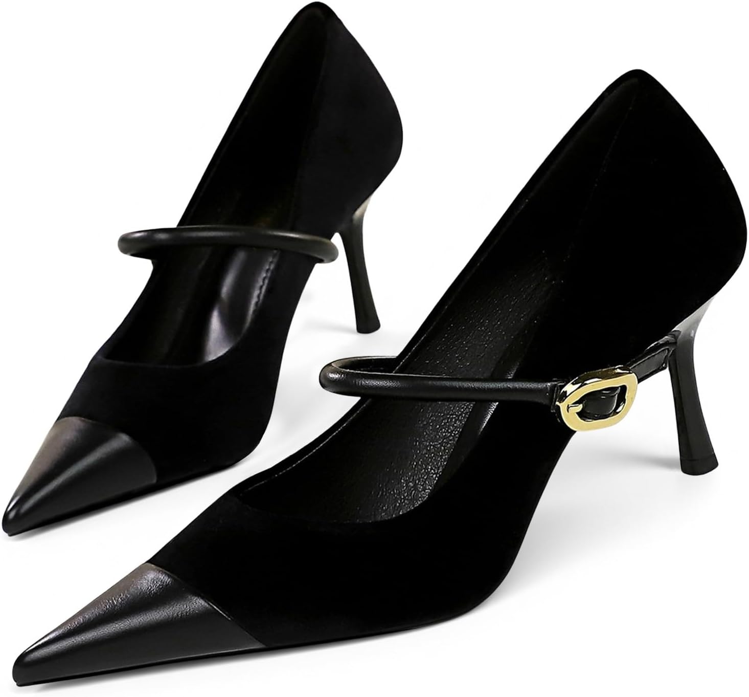 baobeijiadao Womens Pointed Toe Heeled Pumps Slip On Stiletto Heels Single-Strap Wedding Evening Dressy Shoes - Image 6