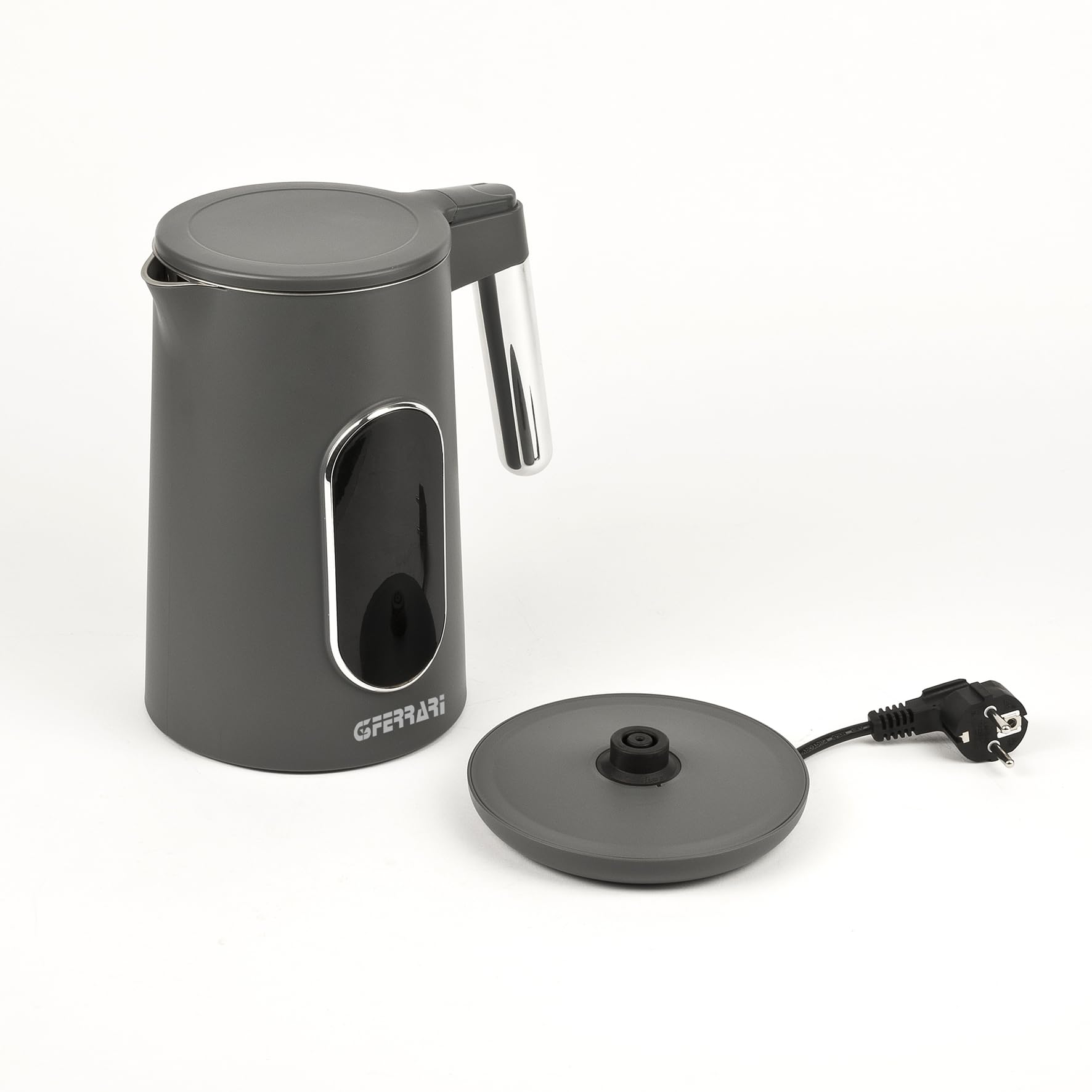 G3 Ferrari G10205 Bouilloire Tisanière Tech, 1,7 L, 4 programmes préréglés, écran tactile, température réglable, base rotative à 360°, thé matcha, thé blanc, infusions, Gris