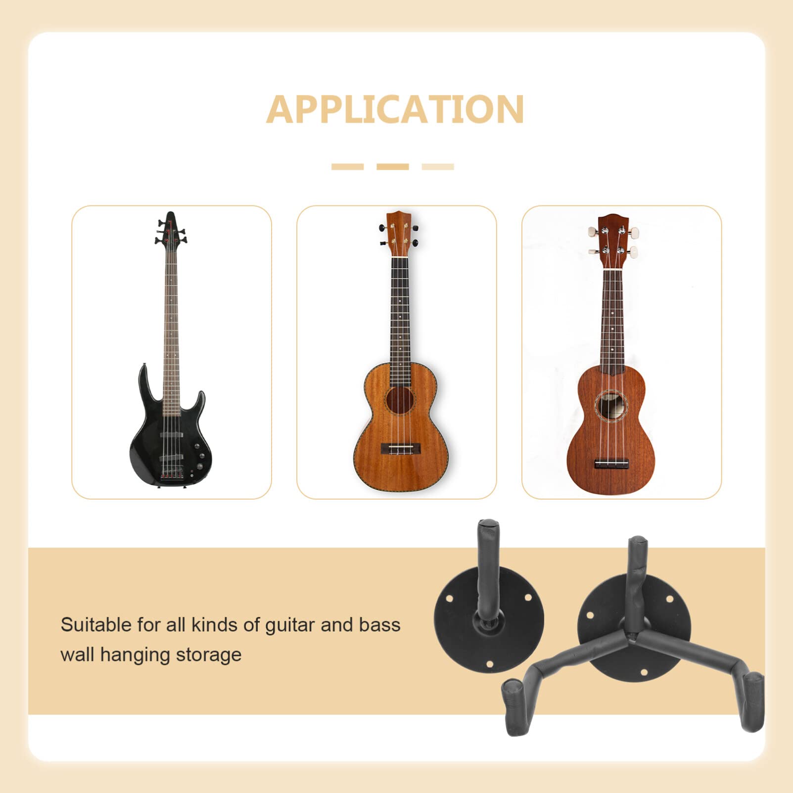 Mikinona 1set Supporto Da Muro Per Chitarra Metallo Gancio Orizzontale Per Esposizione Di Chitarre Elettriche Acustiche e Ukulele Facile Installazione Con Kit Di Viti Inclusi Resistente e