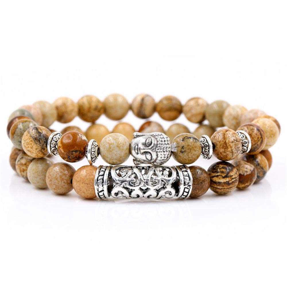 IBOWZ Bracciale in Pietra Naturale Braccialetti Chakra Braccialetti con ciondoli per Donna, 7 Chakra 8 mm Perline di Pietra Naturale Pietra di Luna Braccialetto Elastico Gioielli Corona pregare Yo
