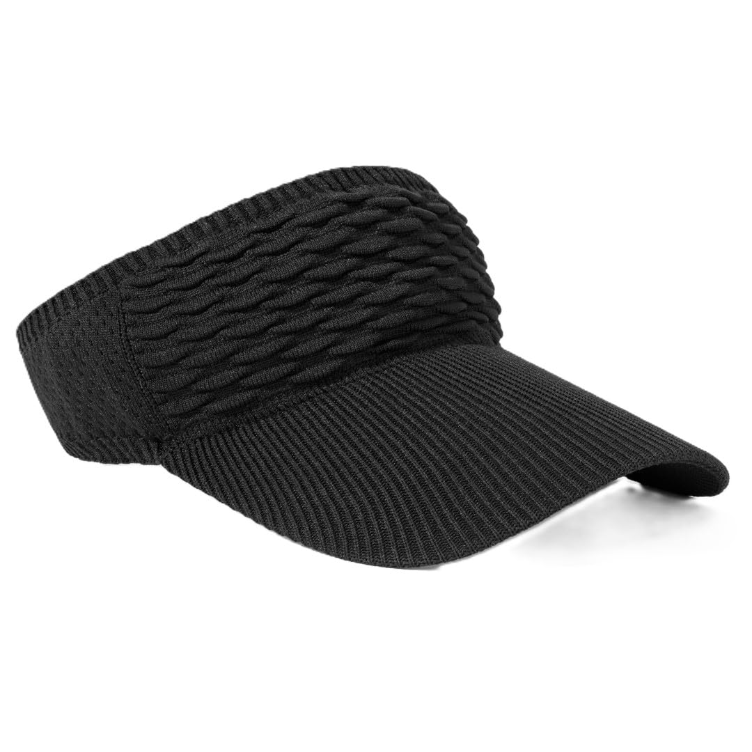 hair drama co. Ribbed Sun Shade Visor Cap for Women | Wide Brim Round Sun Hat for UV Protection | Summer Ribbed Beret Cap for Travelling Vacation | Visor Hat for Women & Girls-picture-29