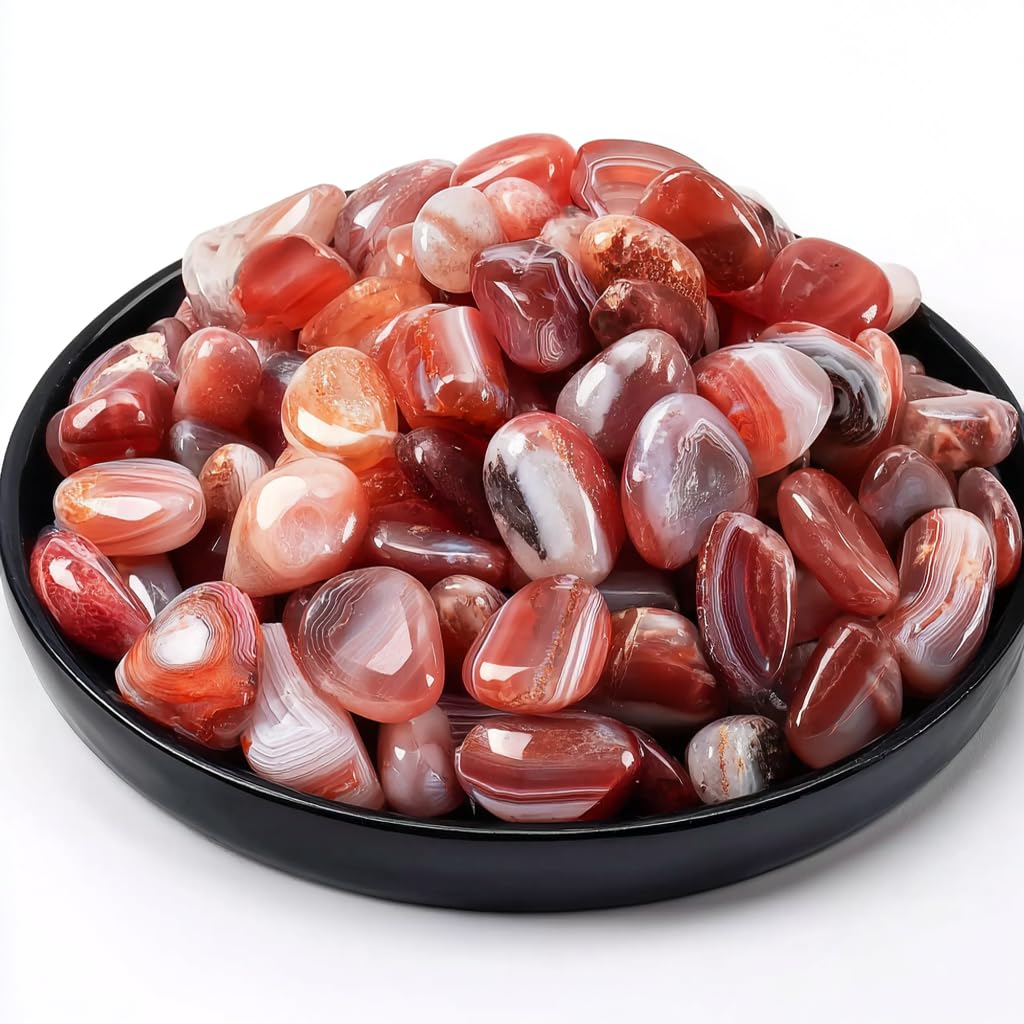 Carnelian Healing Crystal Stone Set - 24 Pieces, 0.6" Natural &amp; Polished Stones for Healing, Meditation, Reiki, Chakra, Crafting &amp; Decoration