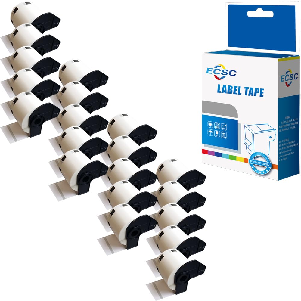 ECSC Compatible Label Roll Replacement for Brother QL-810W QL-820NWB QL-580N QL-800 QL-1050 QL-1050N QL-1060N QL-500 (White, 20-Pack)