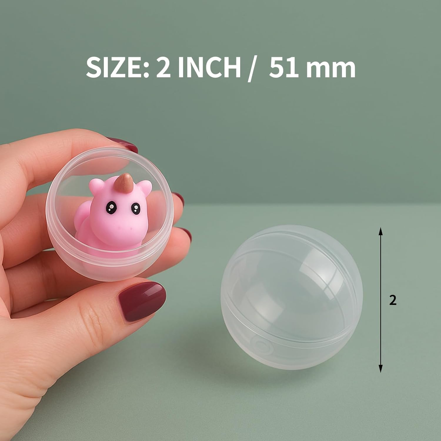 100Pcs 2 Inch Vending Machine Capsules Gumball Machine Capsules Clear Plastic Ball Container Gachapon Capsule Fillable Balls for Prizes, Easter, Party Favors