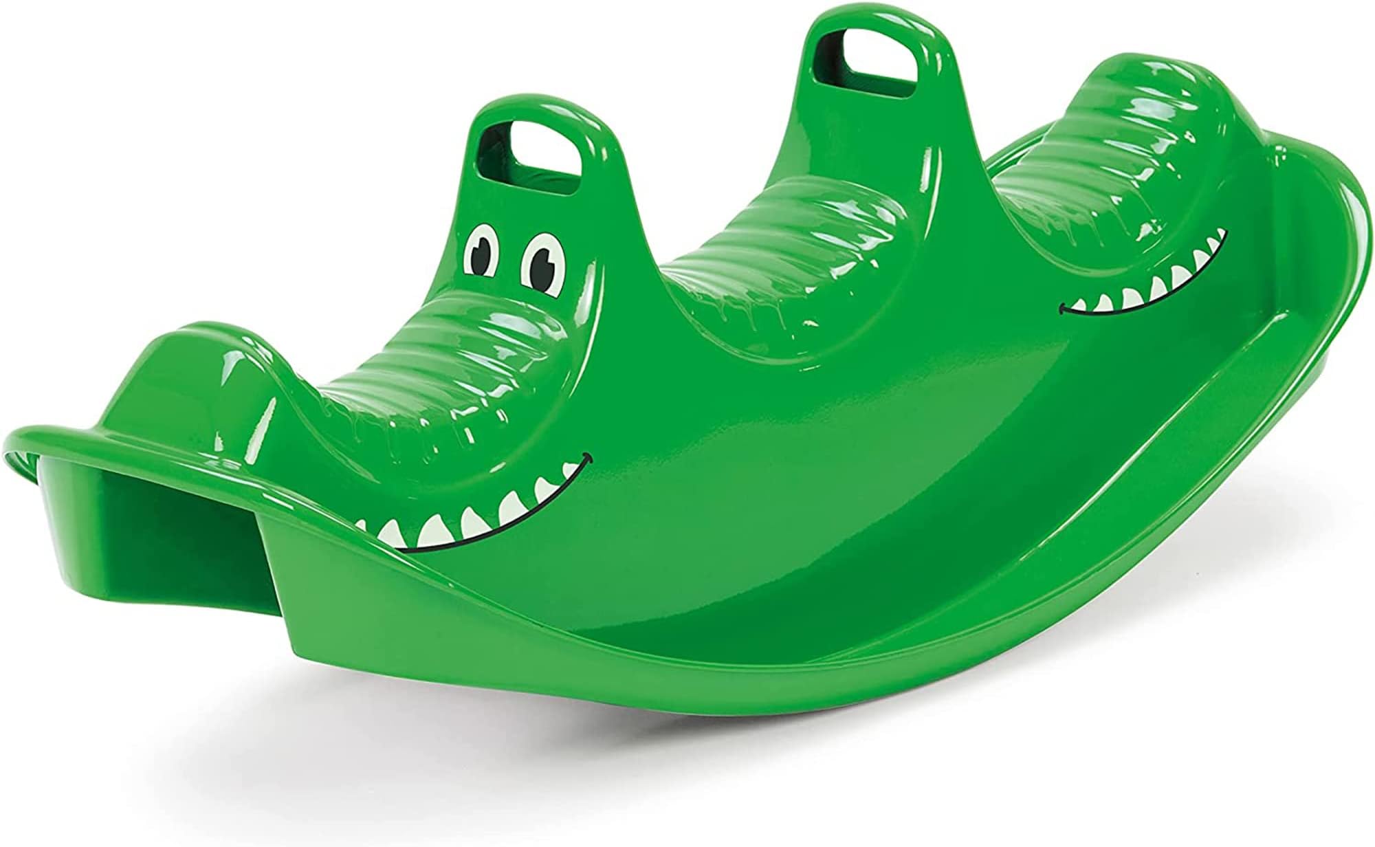 Dantoy 3 Persons Rocker and Seesaw, Durable Plastic with 3 Seats and Made in Denmark – Green Crocodile