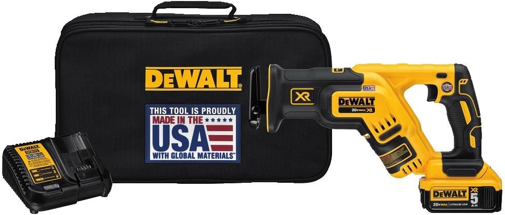 DEWALT 20V MAX XR Compact Reciprocating Saw (DCS367P1) and Reciprocating Saw Blades Set (DW4856) - 6 Pieces