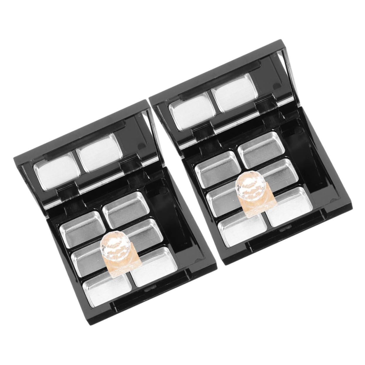 HAKIDZEL Empty Eyeshadow Lipstick Palette 2 Sets 6-grid Diy Makeup Organizer Brush Holder Multi-compartment Storage