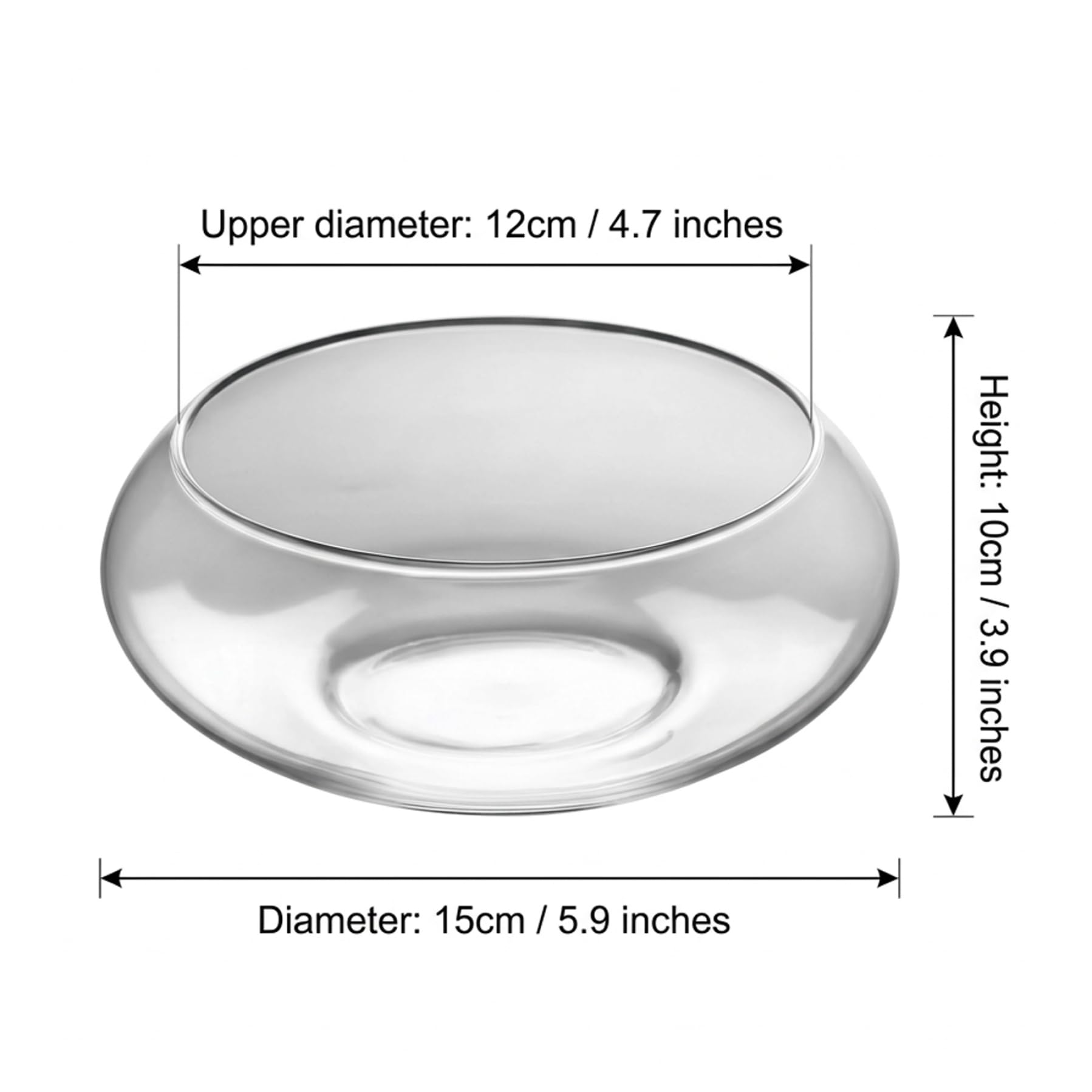 Pot de fleurs Lotus Bowl – Pot de fleurs hydroponique en verre transparent pour plantes et poissons, vase d'écosystème bureau 15 cm/5, 9 pour nénuphars, plantes succulentes et décoration aquatiq