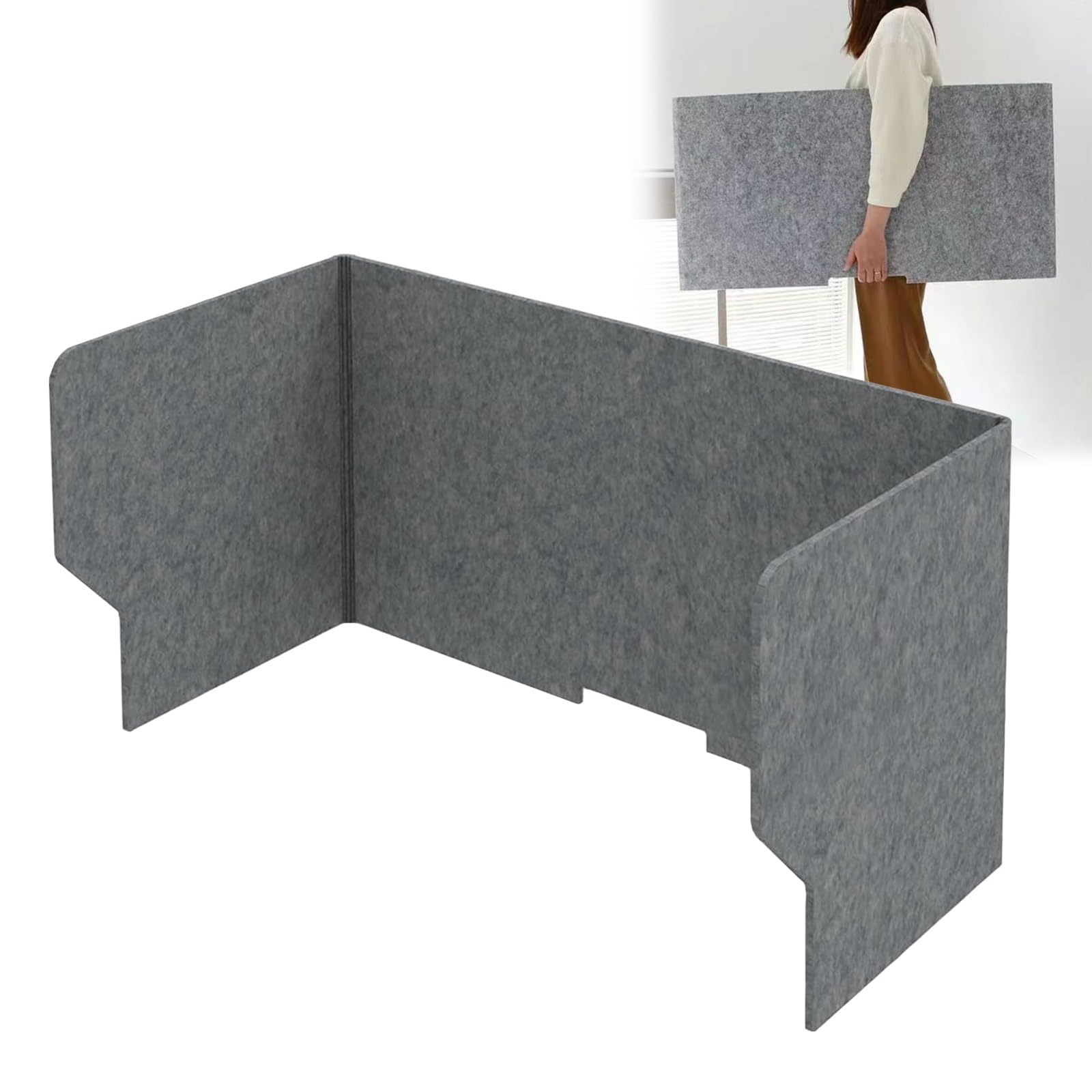 KLGFBDC Desk Privacy Panel Set Soundproof Desk Divider for Noise Reduction & Visual Distraction 60cm Cubicle Partition for Office Home & Students (Dark Gray)