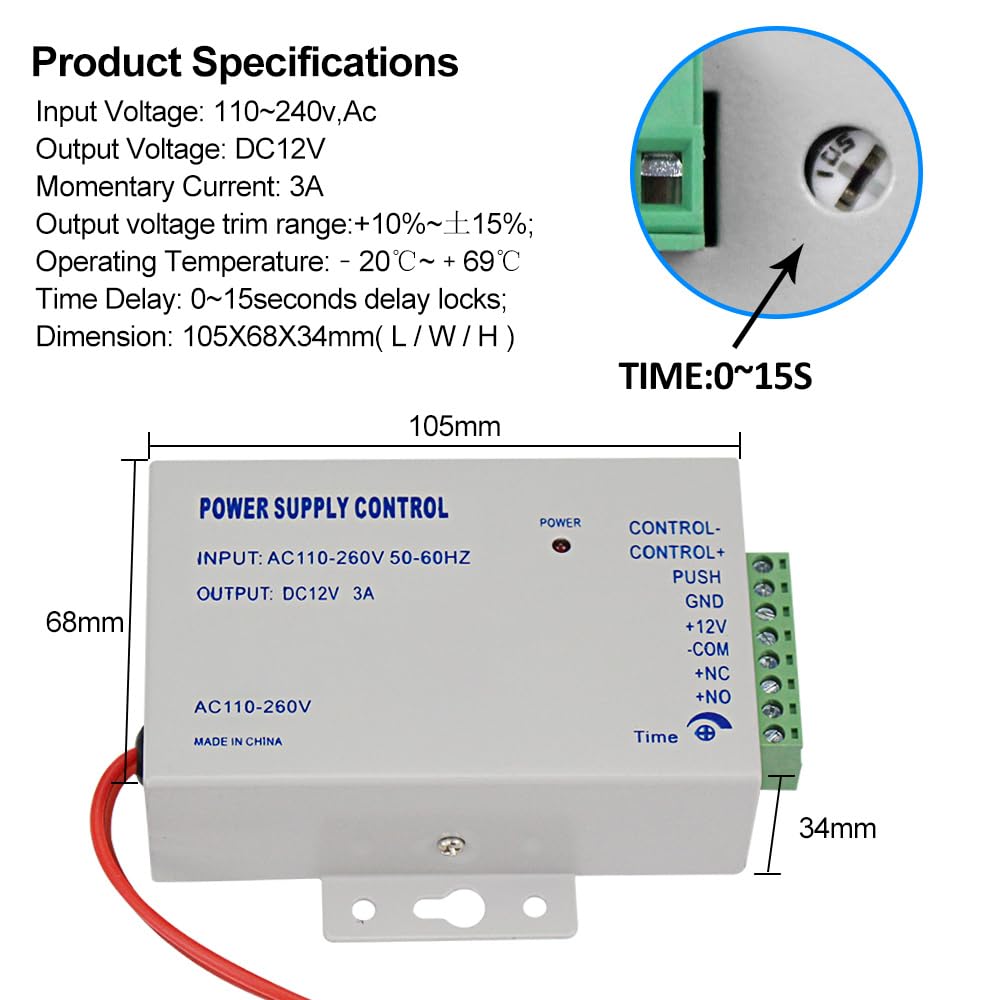 Kit de Control de Acceso Premium con App, Cerradura magnética de 180 kg, IP68 Impermeable, Adaptador 12V, Timbre y Registro de desbloqueo rastreable Ideal para Exteriores