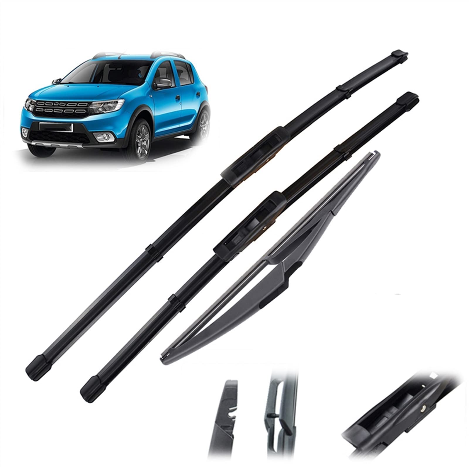 Auto Tergicristallo 22 "+ 19" + 11 "Lame Del Tergicristallo Anteriore E Posteriore Set Parabrezza Per Auto Parabrezza Tergicristallo Per Dacia Per Renault Per Sandero 2015-2019