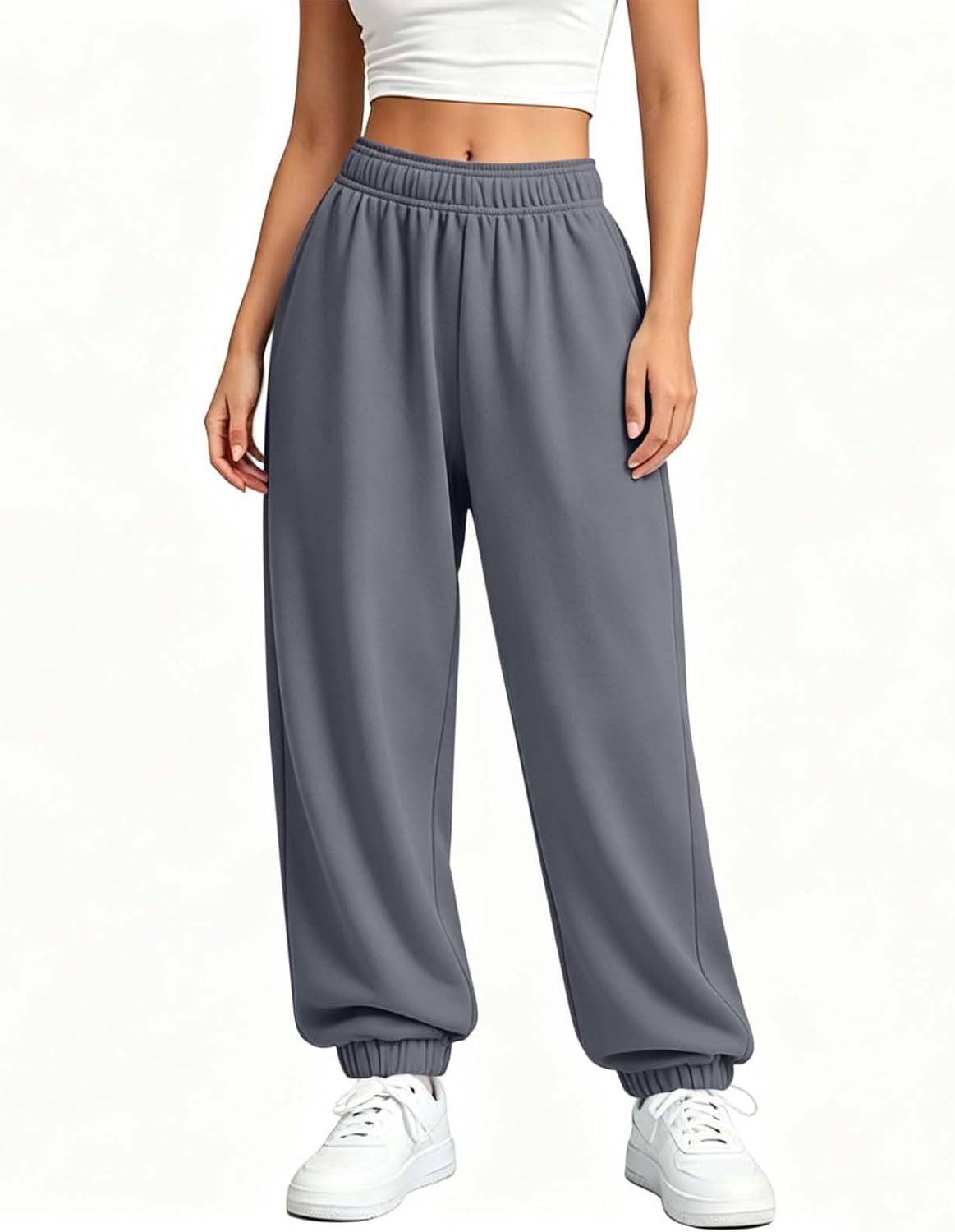 Women's High Waisted Sweatpants Workout Active Comfy Fall Joggers Pants with Pockets Baggy Lounge Winter Clothes