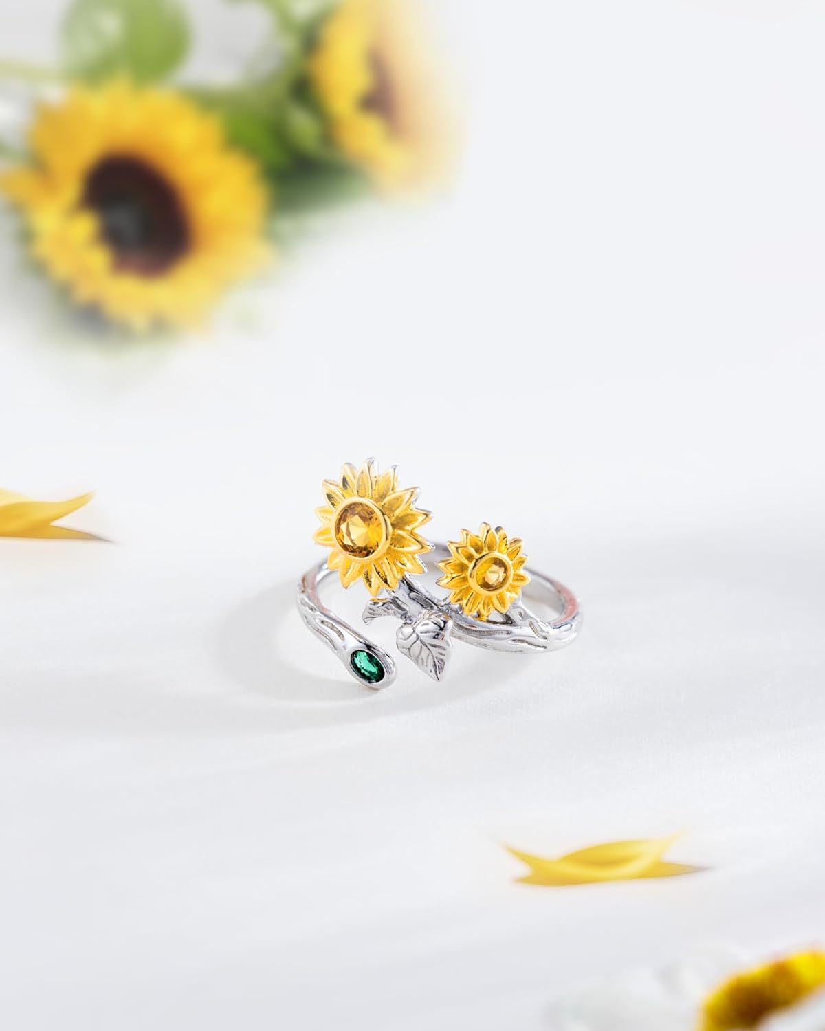 Silver Sunflower Rings for Women - 925 Sterling Silver You Are My Sunshine Ring for Her, Sunflowers Jewelry Birthday Mothers Day Christmas Gifts for Mother Daughters