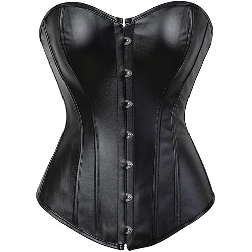 Kranchungel Corsets for Women Plus Size Faux Leather Steampunk Corset Top Zipper Bustier