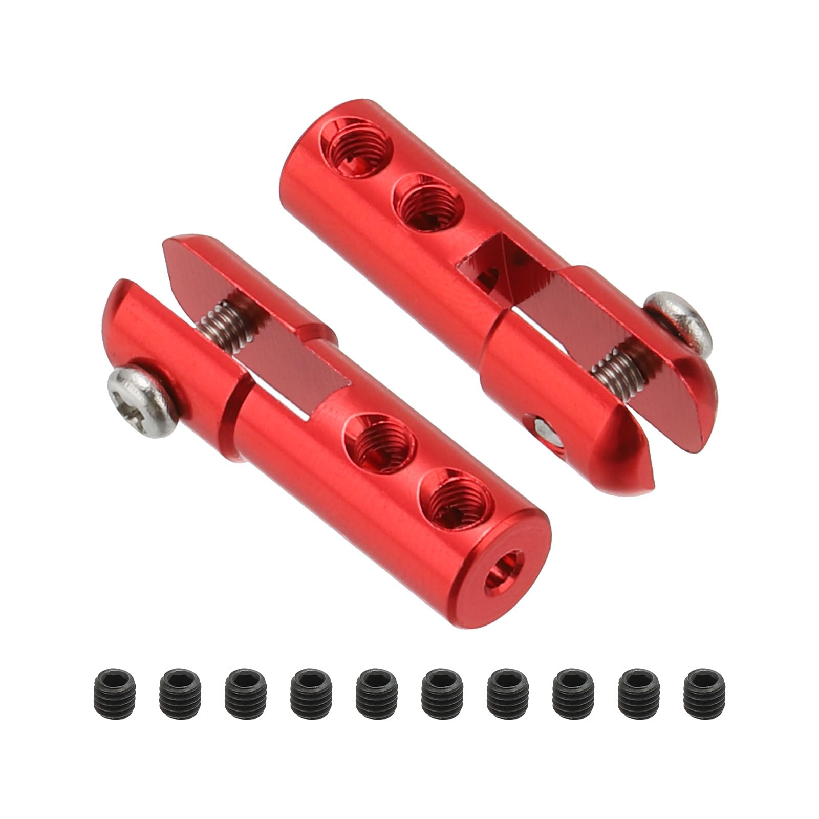 sourcing map 2Pcs Metal Clevis M2 Thread Aluminum Alloy Clevis Servo Horn Tie Rod Chuck Connector with Screws for RC Airplane Car Helicopter Model Replacements,Red