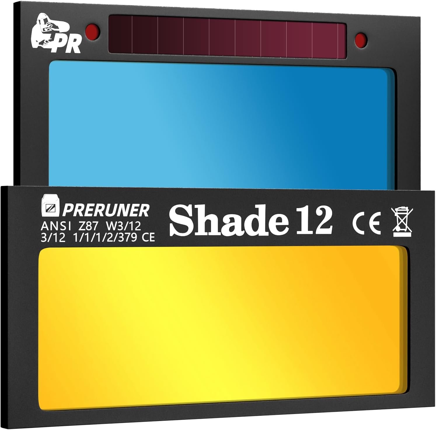 Core Series Shade 12 Gold Auto Darkening Welding Lens, Gold Coating Cool Blue Puddle View, 2" x 4 1/4" x 0.2", Fits Sugar Scoop & Pancake Welding Hoods