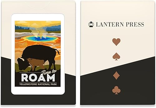 Miniatura 4 de Lantern Press Parque Nacional Yellowstone, Time to Roam, Grand Prismatic, Bisonte y Becerro (52 cartas de juego, baraja de cartas de tamaño póker