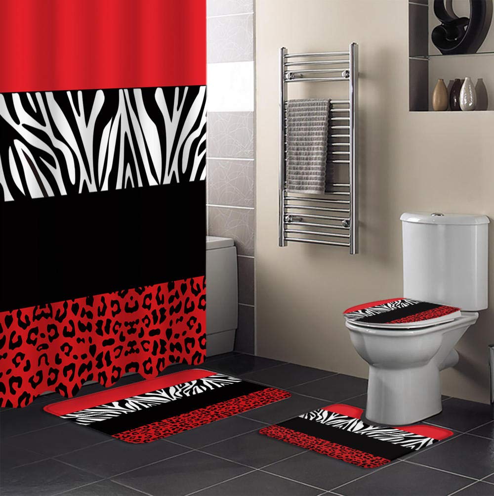 Rideau de douche - Motif zèbre et léopard