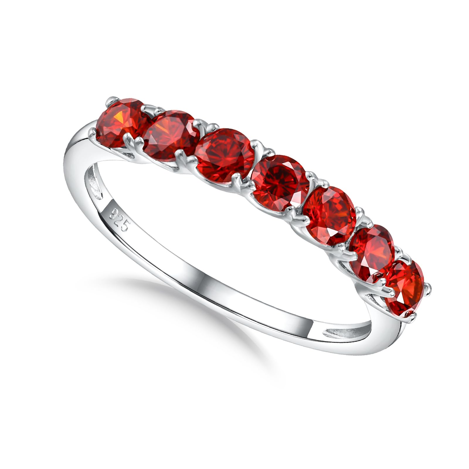925 Sterling Silver Birthstone &amp; Cubic Zirconia Stackable Ring for Women
