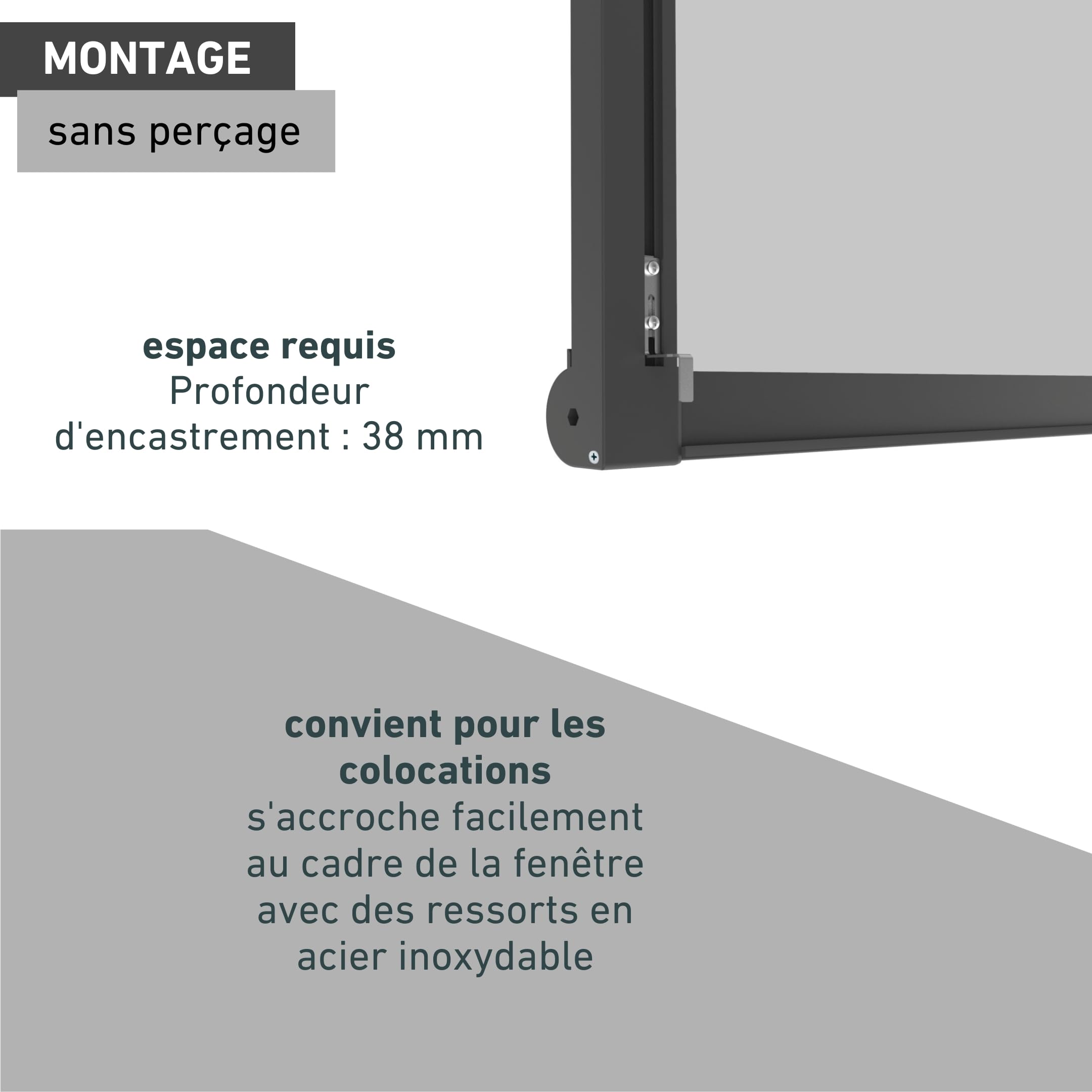 Windhager Protection contre les insectes - Store moustiquaire Store de fenêtre à suspendre - Kit de montage - 130 x 160 cm - Anthracite