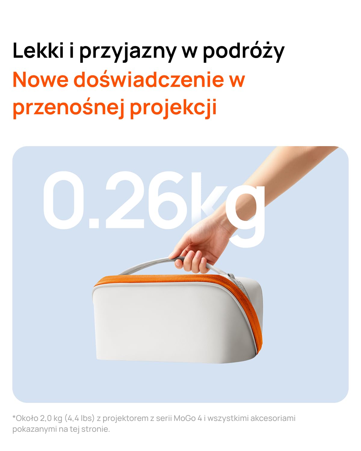 XGIMI Torba podróżna do serii MoGo 4, odporna na wstrząsy torba do projektora z zamkiem błyskawicznym, torba organizer z precyzyjnymi przegródkami na akcesoria, lekka 0,26 kg