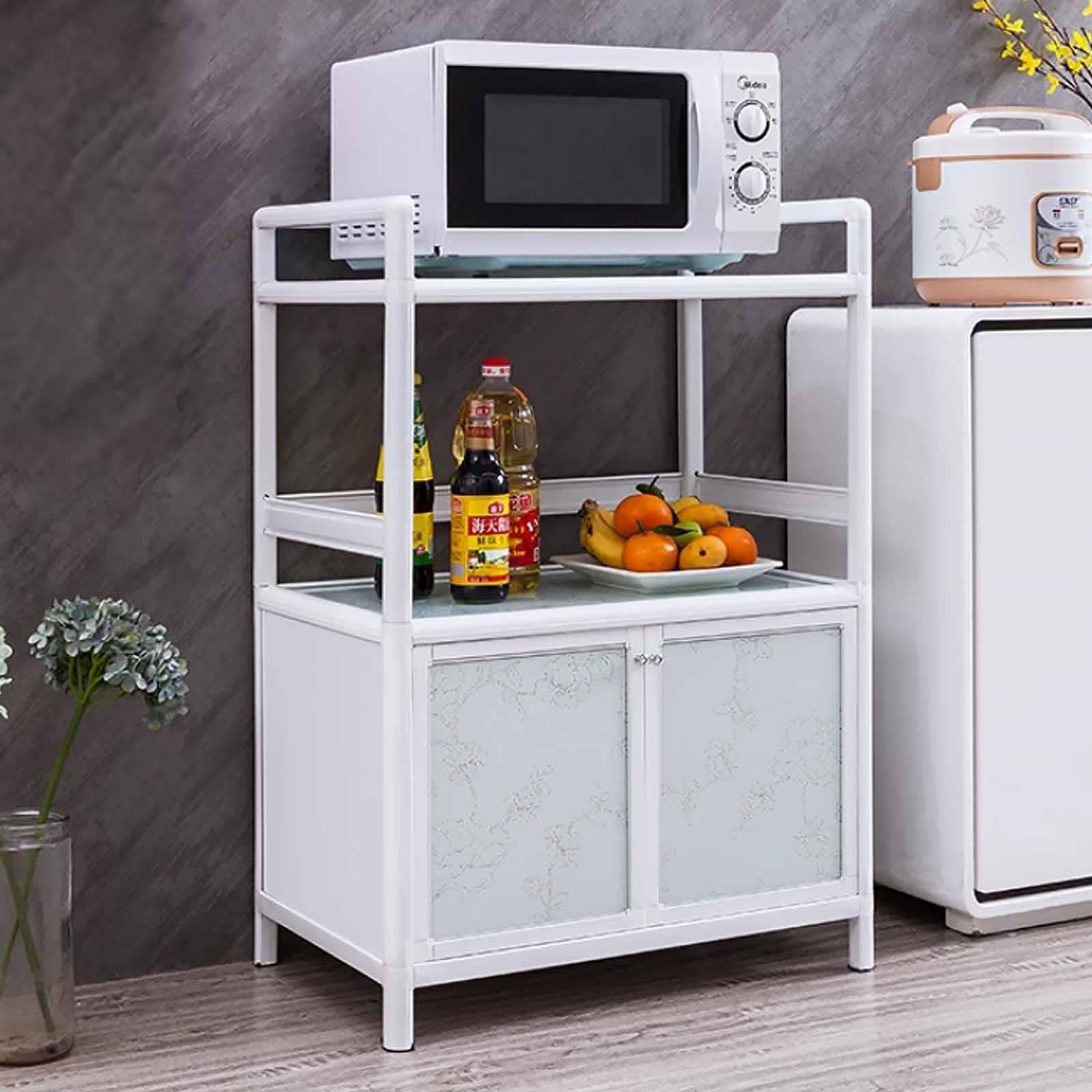 Szafka Kuchenna z Półką Górną, Rama Aluminiowa, Spiżarnia Wysoka, Biała