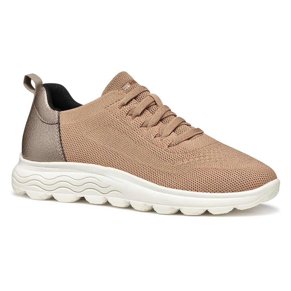 Geox Women's D SPHERICA B Sneaker, Beige, 7 UK