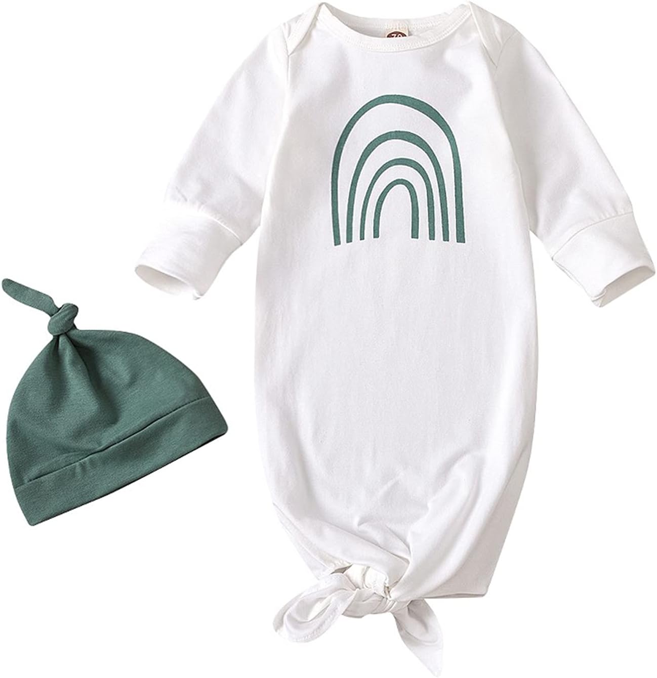 Knotted Gown Baby Newborn 0-3 Months Girl Boy Organic Clothes Gender Neutral Bodysuit Set Preemie Outfits Sleepers Onesies Long Sleeve Sleep Sacks With Hat