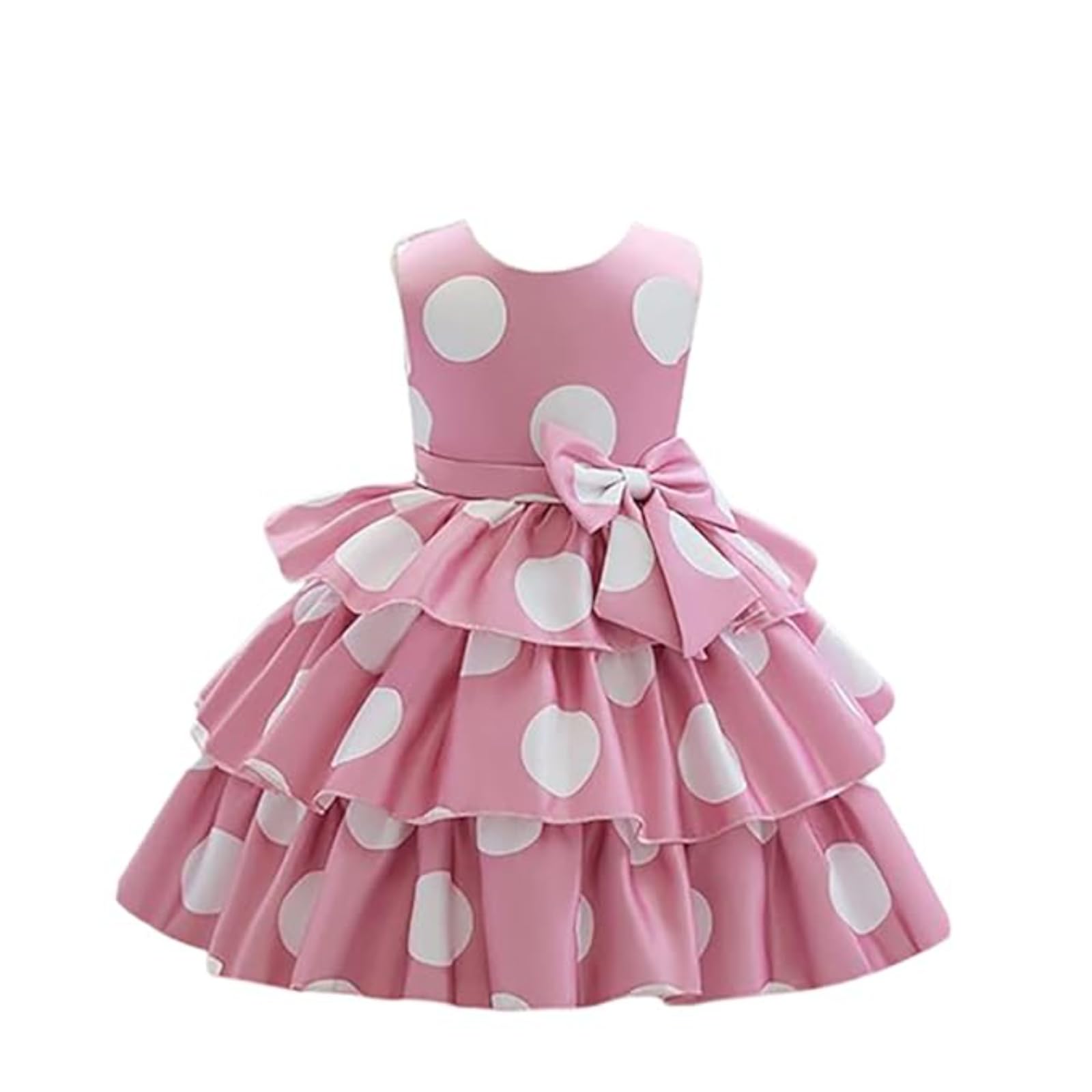 niren enterprise Baby-Girl's Satin Blend A-Line Knee-Length Pink Polka DOT Frock-picture-30