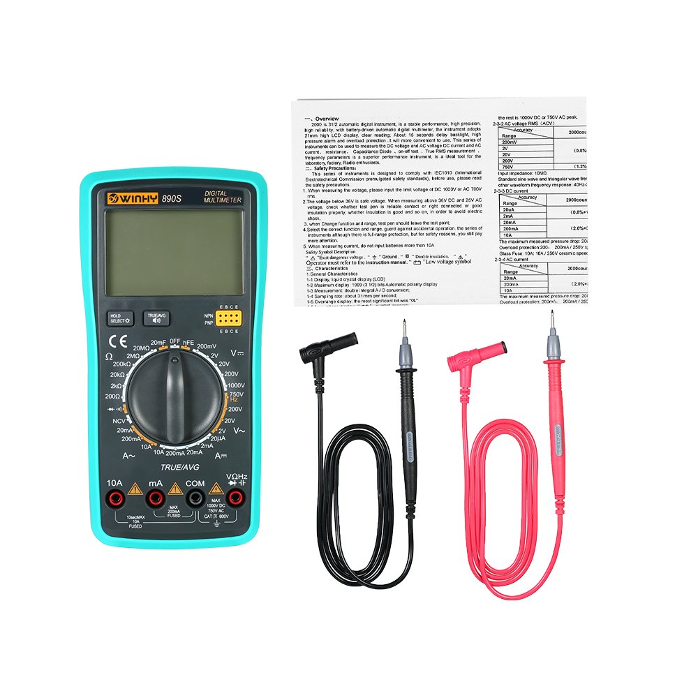 Multifuncional LCD de Mano Digital Voz NCV True RMS Multímetro DC/AC Voltaje Corriente Medidor Capacitancia Resistencia Diodo Probador