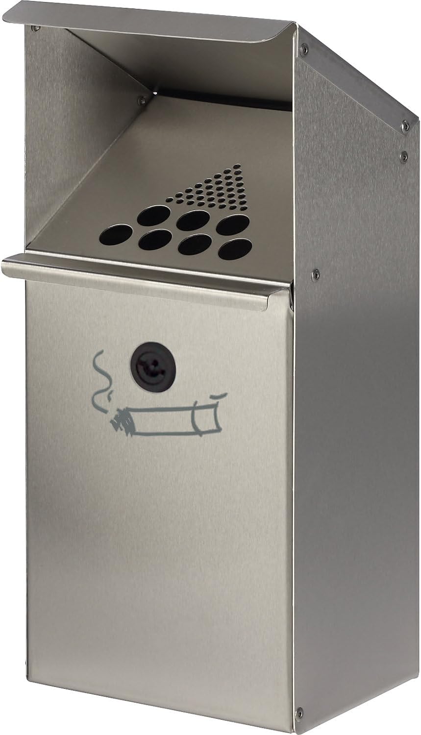 Wall ashtray made of stainless steel ,capacity 3.7 l, lockable