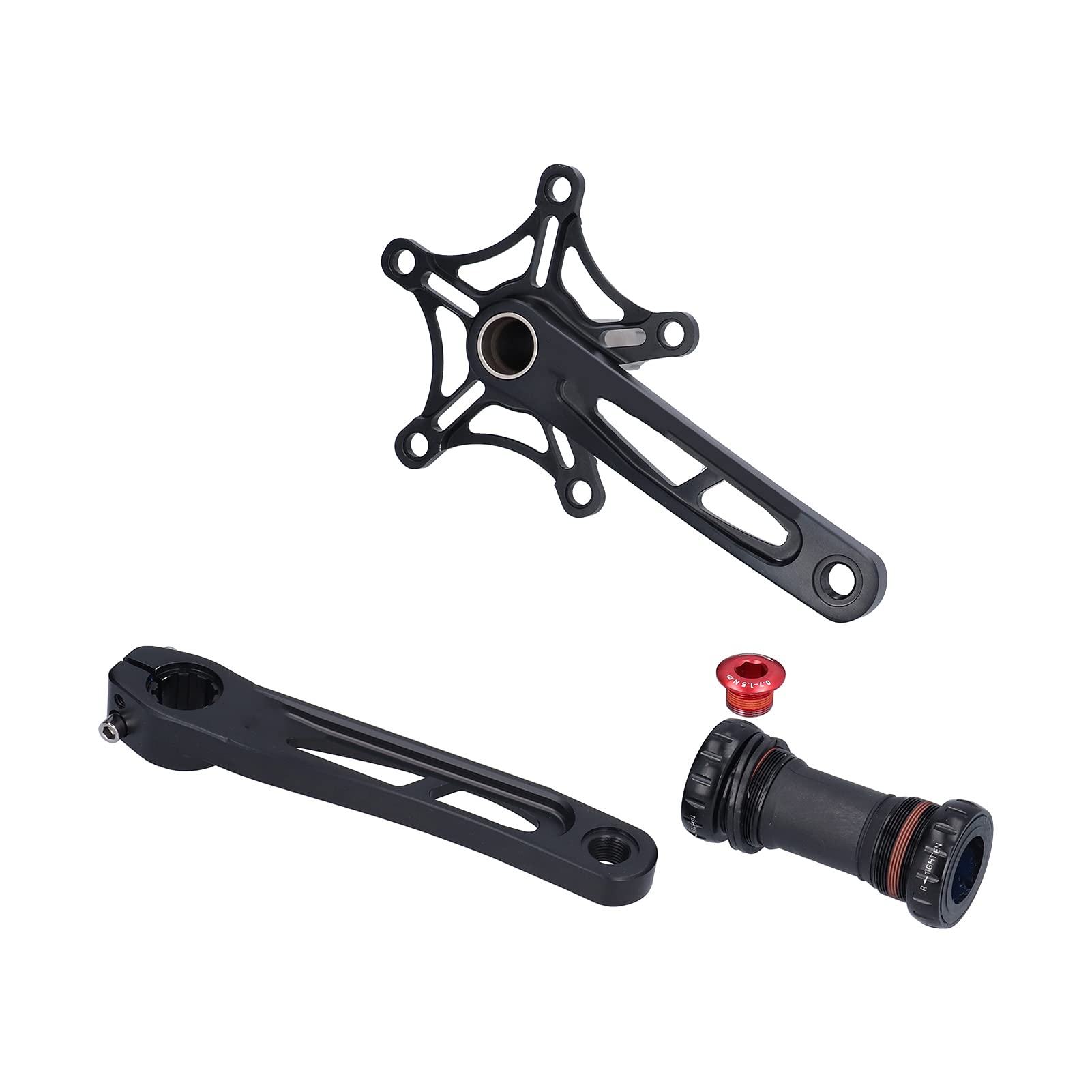 CHICIRIS Guarnitura MTB 130mm Square Taper, Bici da Strada One‑Piece 130BCD Guarnitura Bici Pieghevole in Lega di Alluminio con Pedivelle Cave(Nero)