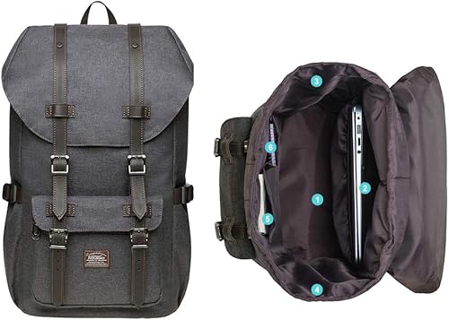 Miniatura 8 de Kaukko mochila para laptop de 15.6 pulgadas, mochila de viaje, 23-Café), EP5-NEW