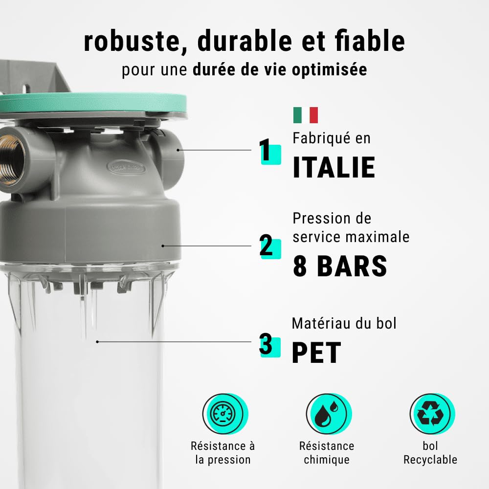 Filtre à eau double 9' 3/4 + pack anti calcaire